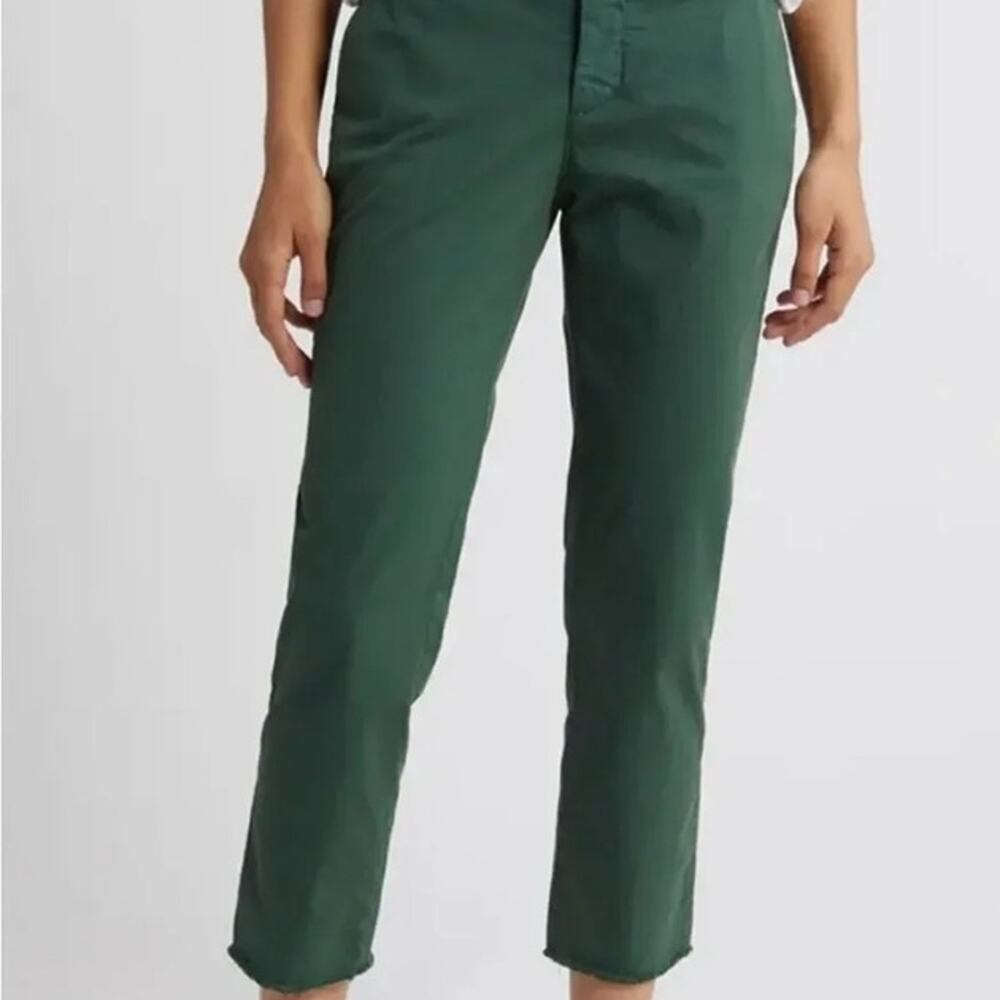 Frank & Eileen Wicklow Italian Chino Pants Green Cropped Raw Hem Size 2